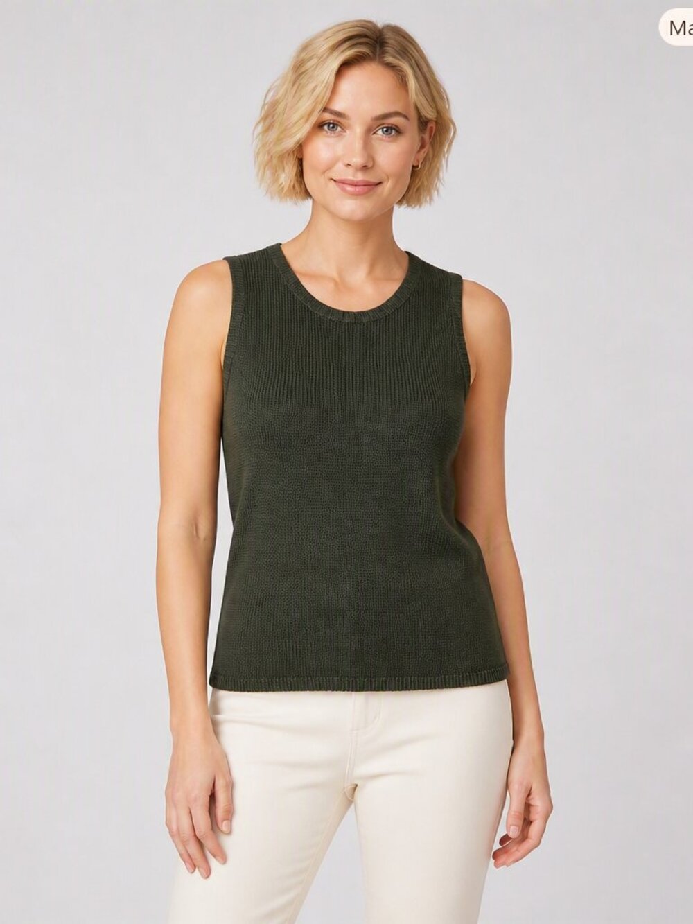 Coldwater Creek Dark Green Knit Tank Top XS Quiet Luxury Layering Essential